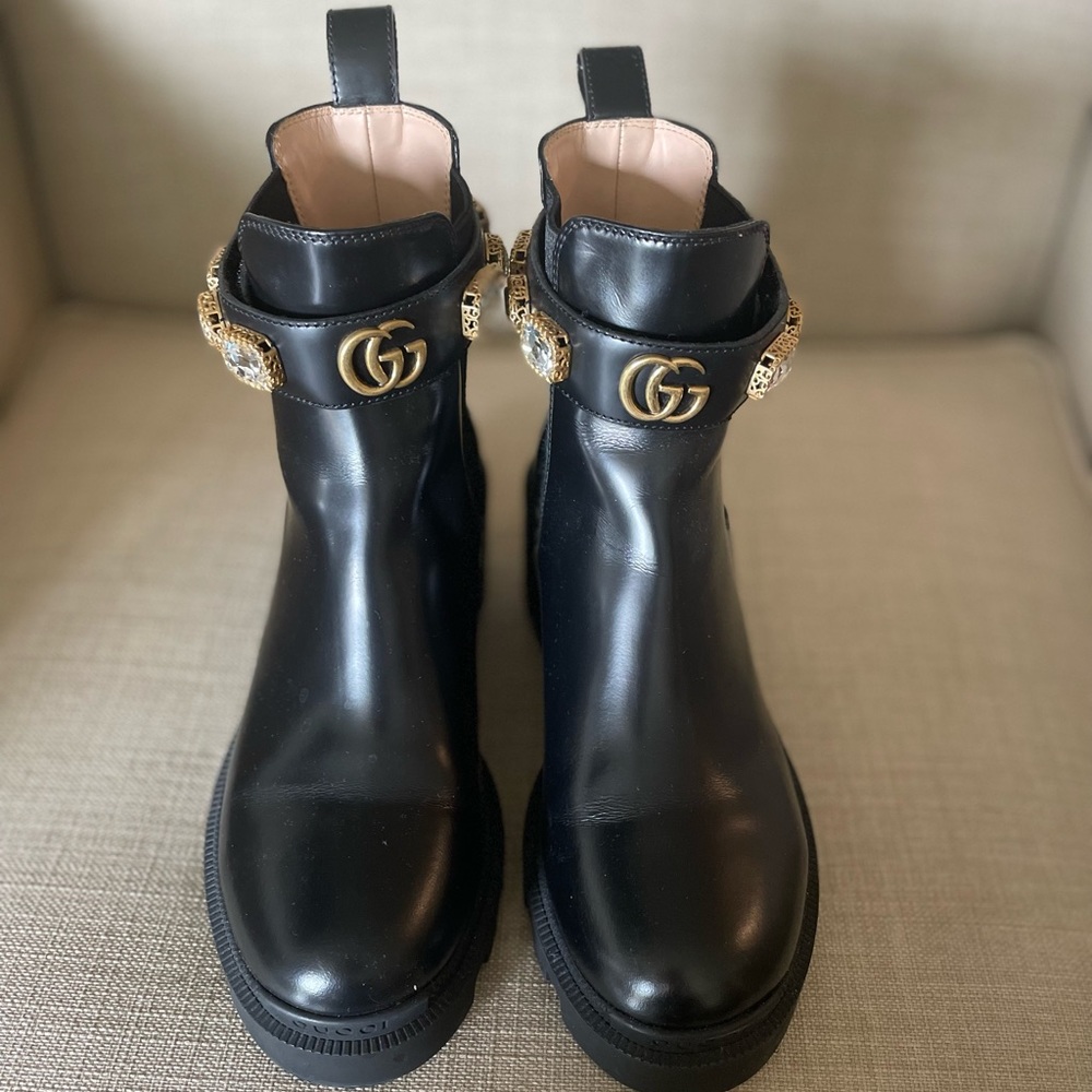 Gucci Leather Ankle Boot with Belt.